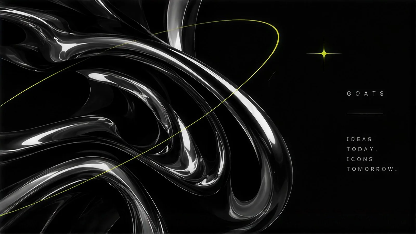 Abstract liquid chrome shapes