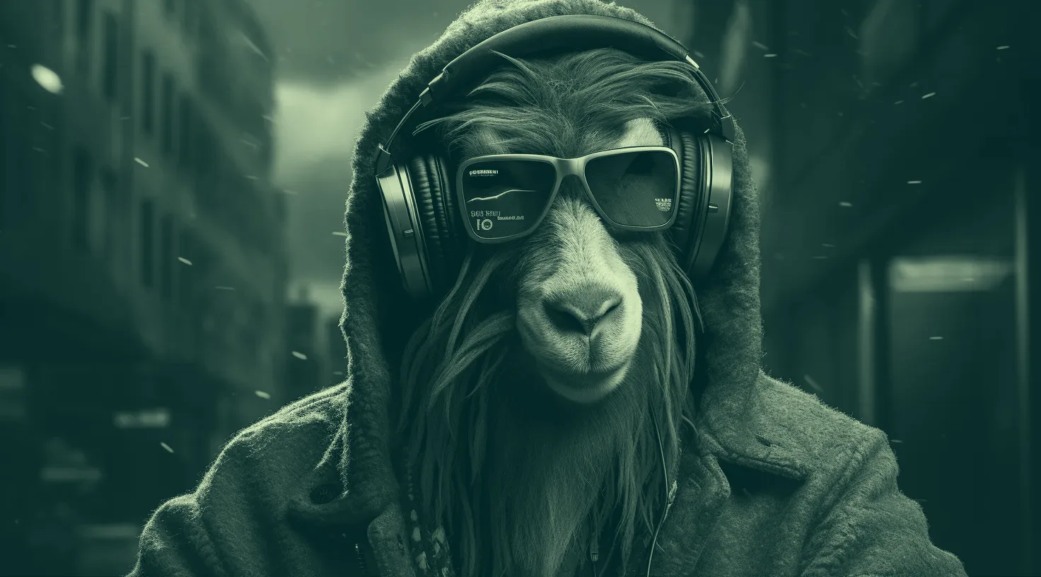 Guest in a hood and headphones