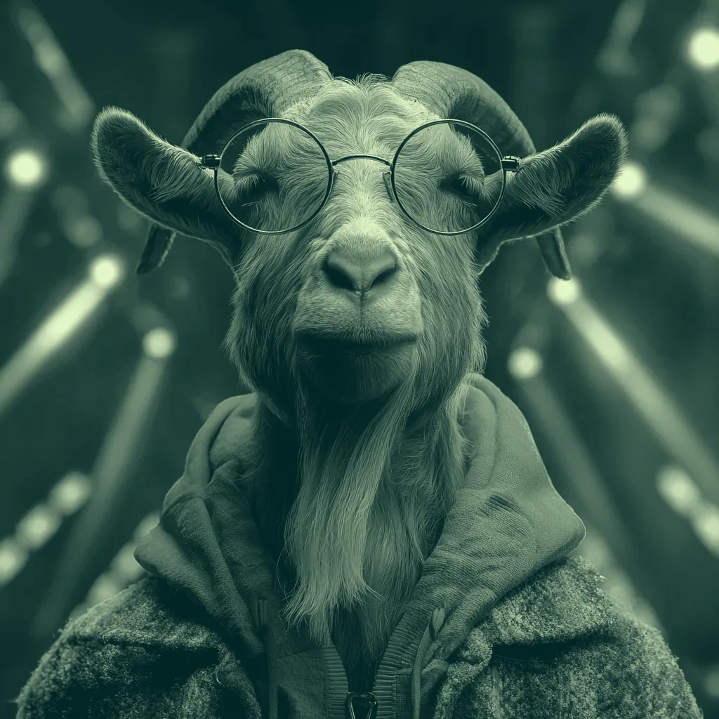 Goat under purple stage lights